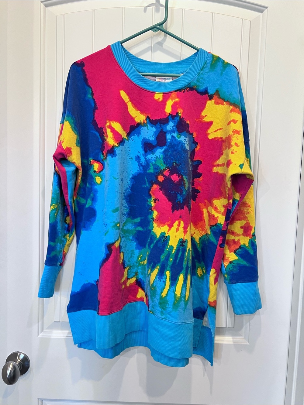 LuLaRoe Tie-Dye Hannah Crew Neck Pullover Sweatshirt Sz Large